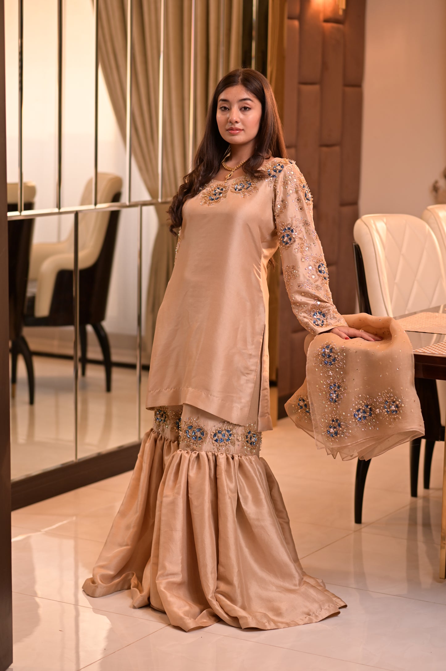 Creamy Gold Gharara Suit