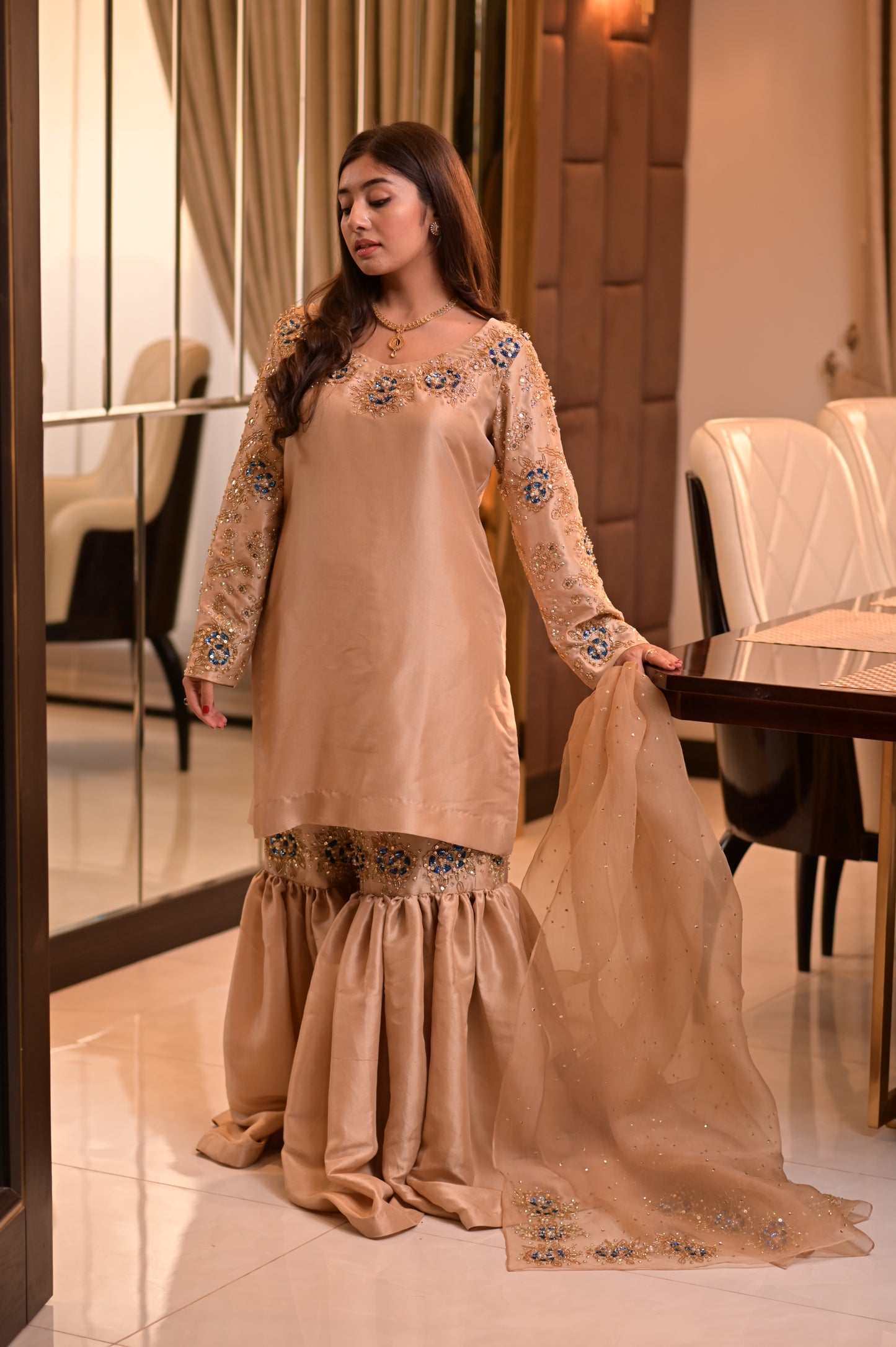 Creamy Gold Gharara Suit
