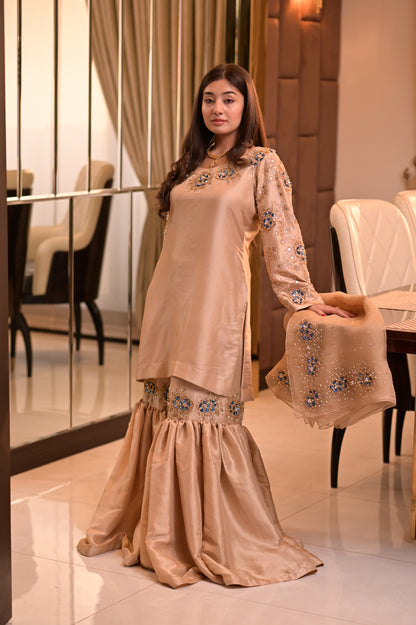 Creamy Gold Gharara Suit