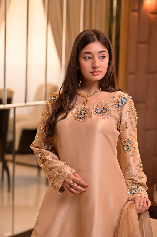 Creamy Gold Gharara Suit